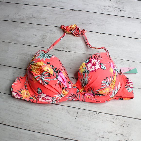 Ardene Swim Women's Bikini Swimsuit Top L Floral Padded Underwire Bra - Picture 1 of 5